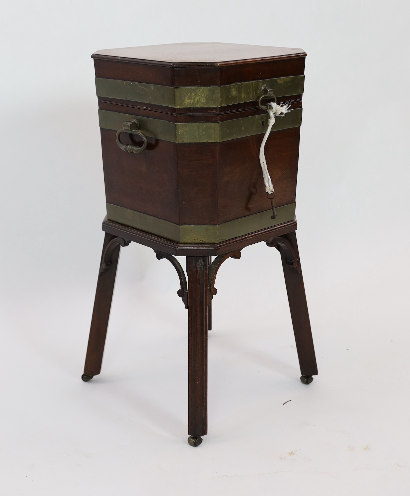 A George III brass bound mahogany cellaret, width 39cm depth 38cm height 70cm
